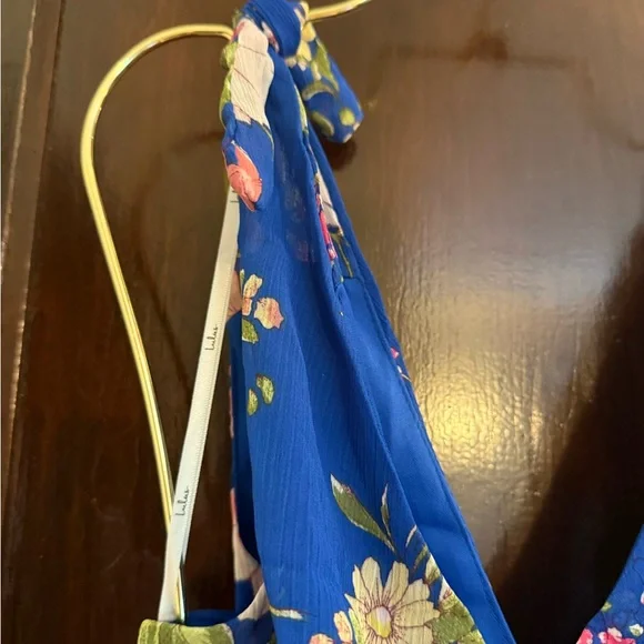Lulu's Blue Floral Maxi Dress with Pink and Green Accents - Picture 3 of 10